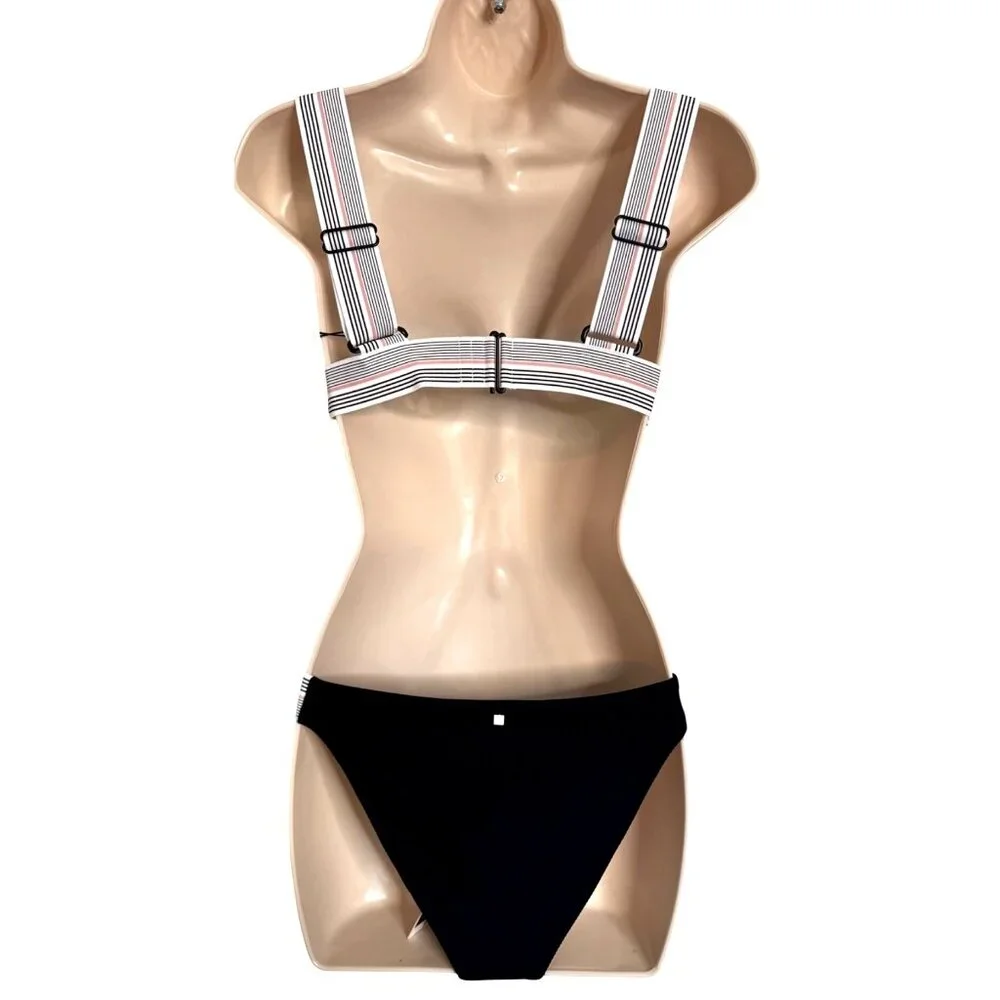 Dolce Vita Two Piece Swimsuit Size S/M Black NWT $134 Bathing Suit Bikini Cheeky